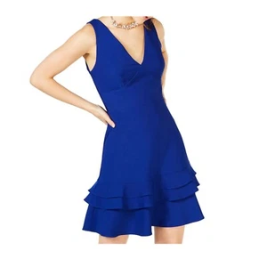 Teeze Me Junior Women 5/6 Royal Blue VNeck Sleeveless 3 Tier Skater Dress NWT - Picture 1 of 6