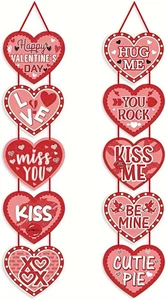 1 Pair Valentine'S Day Door Sign Red Heart Paper Door Hanger Happy Valentine'S D - Picture 1 of 12