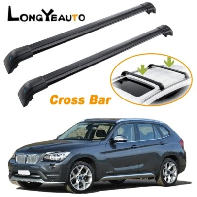Barra transversal negra 2 piezas apta para BMW X1 E84 2010-2015 portaequipajes riel de techo Foto 1 de 4