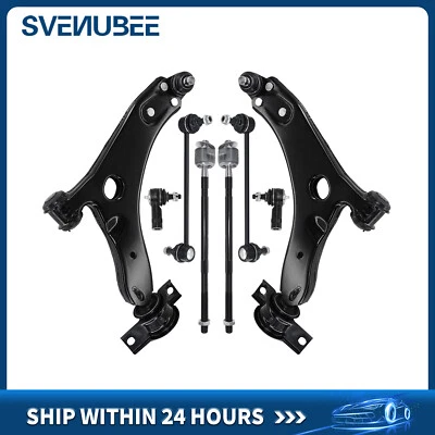 8PCS Front Lower Control Arms Sway Bars Tie Rods Kit For 2006 2007 Ford Focus - Изображение 1 из 2