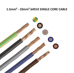 6491X SINGLE CORE ELECTRICAL CABLE INSULATED WIRE PVC 1.5/2.5/4.0/6.0/10mm² - Picture 1 of 6
