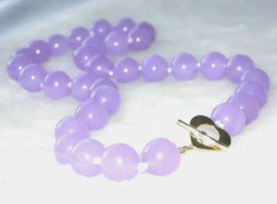 Moda Natural 8/10/12mm Púrpura Lavanda Jade Redondo Gemas Collar Cuentas 25" AAA Foto 1 de 4