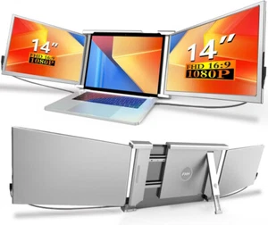 Tri Screen - 14" Laptop Monitor Extender Triple Display Portable Workstation - Picture 1 of 7