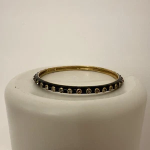 J. Crew Women's Rhinestone Black & Gold Bangle Bracelet - Picture 1 of 5