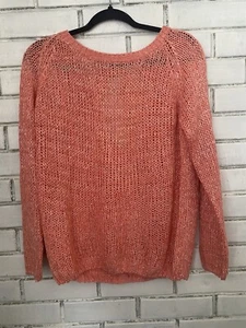 Miracle U.S.A Sweater M/L Coral Sparkling Loose Knit - Picture 1 of 12