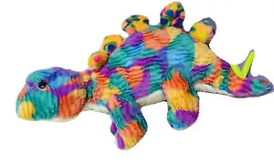 Glitzy Dinosaur Tie Dye Plush Stegosaurus Stuffed Animal Rainbow Color 26" Long - Picture 1 of 7