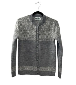 Suéter con botones de mezcla de lana noruega Woolrich para mujer talla 40 gris isla justa - Imagen 1 de 7
