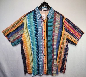 Vatpave Atlanl Button Down Short Sleeve Shirt Men Size 2XL Multicolor Colorblock - Picture 1 of 14