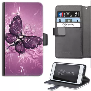 Purple Butterfly Phone Case;PU Leather Flip Case;Cover For Samsung;Apple - Picture 1 of 4