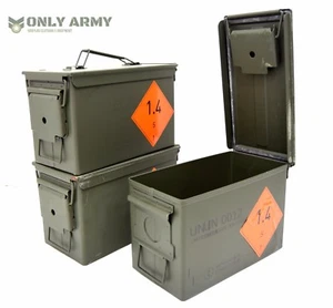 Boîte à munitions 50 cal armée britannique neuve rangement munitions émission excédentaire boîte à outils métal - Photo 1/6