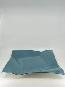 NEW OLD STOCK Pier 1 Imports DIAMOND FOLD BLUE Square Serving Platter 12.5"LxW - Picture 1 of 24
