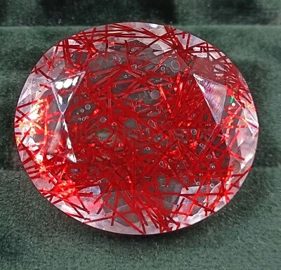 136.70CT Red Rutilated Quartz Certified Oval Cut Transparent Loose Gemstone 5AIW - Image 1 of 4
