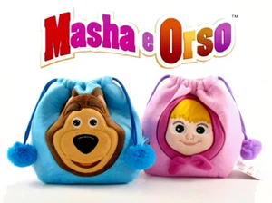 SACCA IN TESSUTO VELLUTATO  MORBIDO MASHA E ORSO 21x20x9 cm - Foto 1 di 5