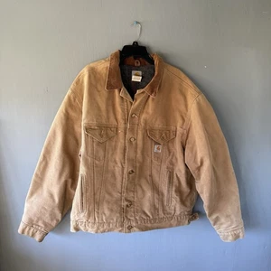 Chaqueta Para Hombres Carhartt Detroit 2XL Lona Tostada Usada Forrada Cuello Pana De Colección - Imagen 1 de 15
