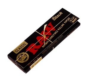 12 Heftchen RAW Black 1 ¼ Papers, 50 ultra-dünne Medium Blättchen pro Heftchen - Picture 1 of 3