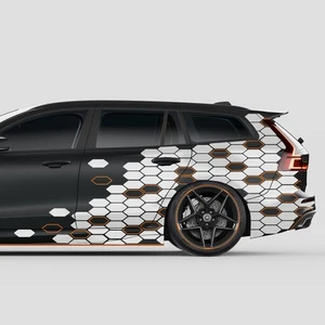 Waben Aufkleber 2er Set je 200x60cm Auto Motorrad Bus Dekor KX083-03 Weiß Orange - Bild 1 von 5