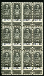 CANADA Revenue FWM64 - NH - BLK of 12 - 30¢ Black Weights & Measures (.051) - Picture 1 of 1
