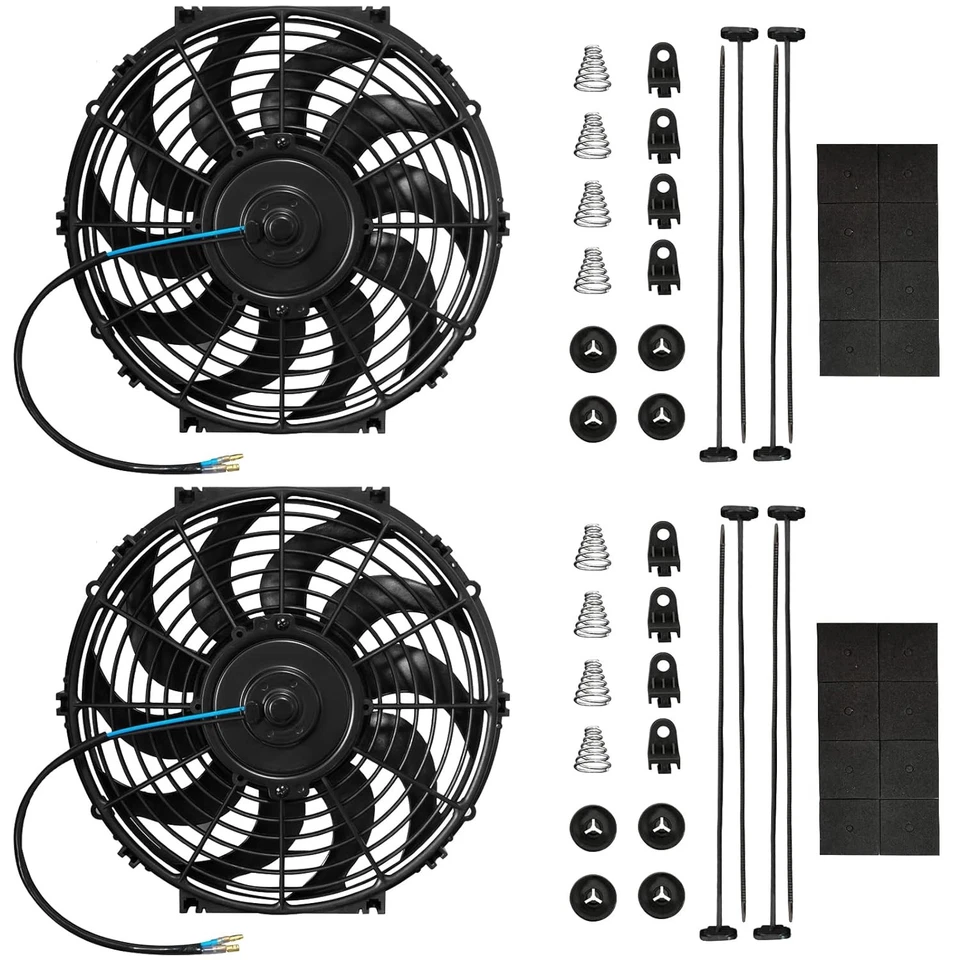 Mupera 12" Curved Radiator Fan Kit - Dual Slim Reversible Puller/Pusher Fans - Image 1 of 4