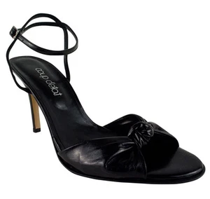 Coup D'etat Women's Eva Leather Knot Ankle Strap Heels Shoes Black 9.5M New - Picture 1 of 3