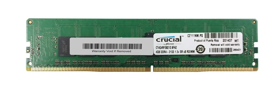 2 x Crucial 4GB DDR4-2133MHz 1Rx8 PC4-2133P UDIMM ECC Memory CT4G4RFS8213 - Image 1 of 1