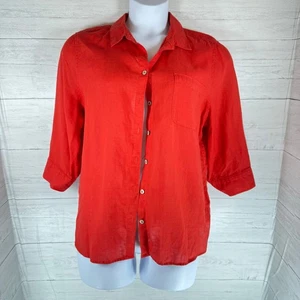 Chico's XL rote Damen 100% Leinen Bluse bügelfrei altes Geld ruhig Luxus Resort  - Bild 1 von 7