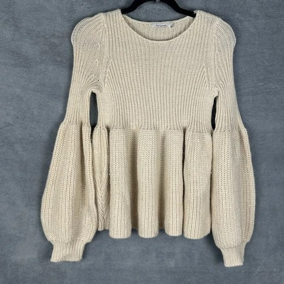 Mes Demoiselles Paris Sweater Womens 1 (Medium) Cream Wool Alpaca Babydoll Knit - Image 1 of 4
