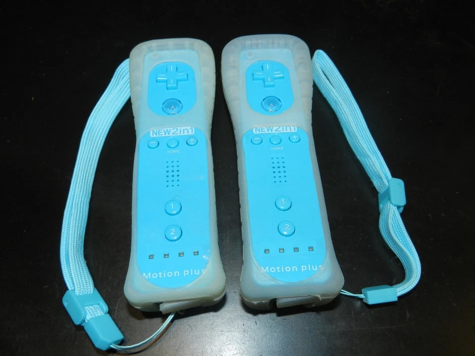 Lot of 2 Baby Blue 2 in 1 Motion Plus Remote Controller Nintendo Wii & Wii U - Image 1 of 2