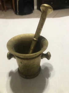 Vintage Large Heavy 4 Lb. Solid Brass Pharmacy / Apothecary Mortar & Pestle - Picture 1 of 7