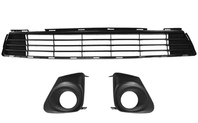 Bumper Grille + Fog Light Bezels Trim Set For 2011-2013 Toyota Corolla Textured - Imagem 1 de 4