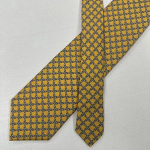 Neue Brooks Brothers Herrenkrawatte gelb Knoten Druck 100 % Seide hergestellt in den USA neu mit Etikett - Bild 1 von 11