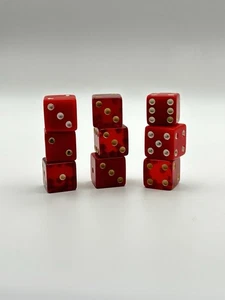 Vintage Lot of 9 Bakelite Lucite Plastic Dice in Cherry Red .5” - Picture 1 of 5