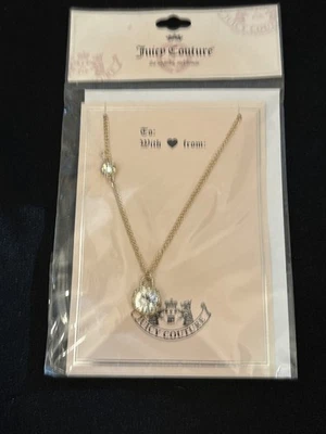 Juicy Couture Crystal Halo Pendant Necklace Gold-Tone NIP Gift Ready Y2K - Image 1 of 4