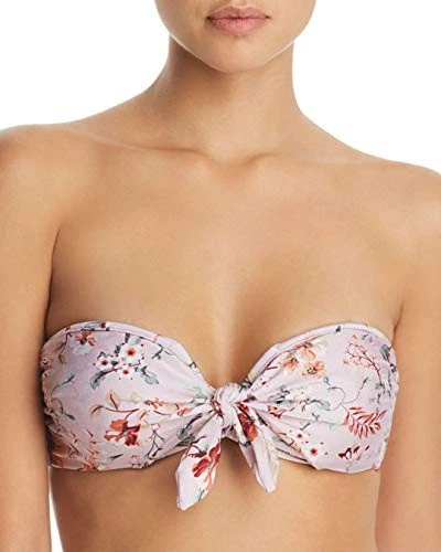 Top de bikini rosa verano prado corbata frontal (rosa floral, grande) Foto 1 de 1