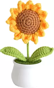 Crochet Flowers Artificial Sunflower for Office Desk Car Dashboard Decor, Funny - Picture 1 of 7