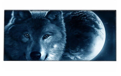 Mauspad 90 x 40 cm Mousepad XXL Gaming / Office Silent Monsters Wolf Mond Jäger