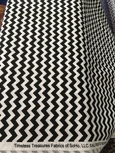 TIMELESS TREASURES BLACK AND WHITE ZIGZAG BTY - Picture 1 of 3