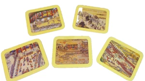 5er Set Orientalische Historische Bankettszenen Untersetzer mit Korkunterlage (lesen) - Bild 1 von 13