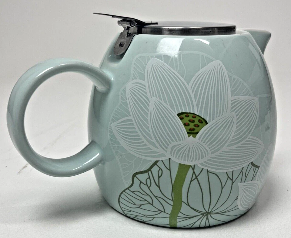 Tea Forte Lotus Water Lily Green Teapot With Infuser Loose Leaf - Image 1 of 4