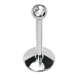 Labret Tragus labio Monroe de acero roscado internamente con gema cz-16G - Imagen 1 de 3