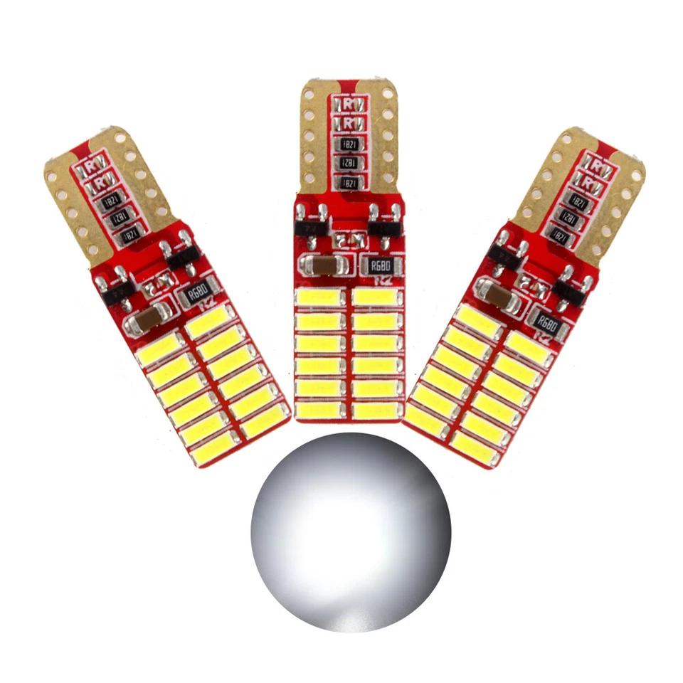 30Pcs White Canbus Error Free T10 W5W 168 24SMD 3014 LED Light Bulbs Nonpolarity - Image 1 of 4