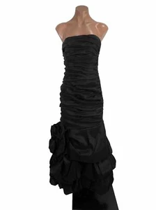 Jessica McClintock Vintage 80s 90s Black Taffeta Ball Gown Prom Party Dress 6 - Picture 1 of 10