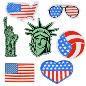 Parche bordado de EE. UU. Love My Country Flag Mapa Estatua de la Libertad Heart Nation - Imagen 1 de 9