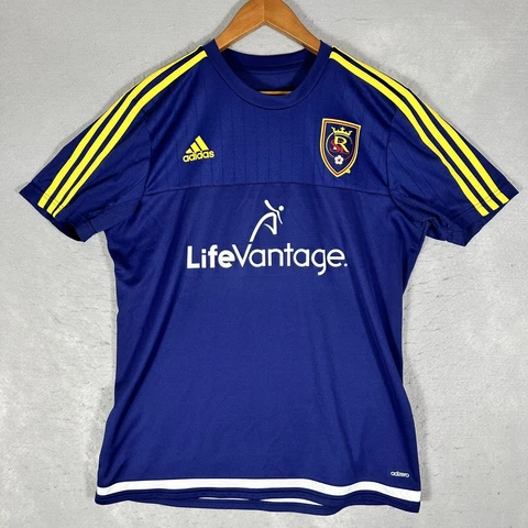 Real Salt Lake MLS Soccer Jersey Adidas Sewn Blue Size Large Cover