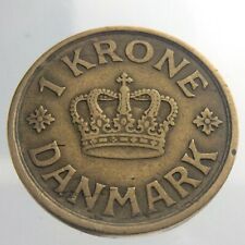 1929 Denmark One 1 Krone KM# 824.2 Circulated Coin Aluminum-Bronze W349