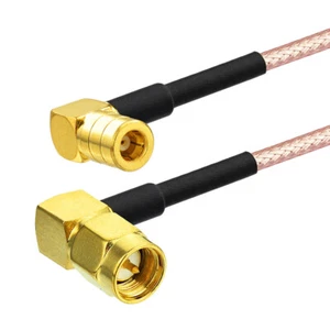 SMA Male Right Angle to SMB Female Right Angle RG316 Coaxial Pigtail Cable 50cm - Picture 1 of 3