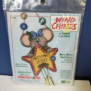 DIMENSIONS WIND CHIMES Counted Cross Stitch 1998 MERRY MOUSE WIND CHIMES New - Imagen 1 de 5