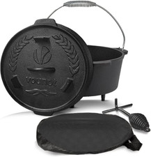 Forno Olandese 9L Pentola in Ghisa Con Gambe, BBQ Dutch Oven Ghisa Con Sollevato