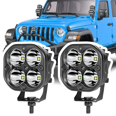 Pair 3" Cube LED Work Light Bar Spot Pods 6500k Driving Fog Off Road 4WD UTV ATV - Image 1 of 4