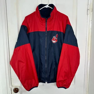 Vintage Cleveland Indians GIII Carl Banks Chief Wahoo Reversable Jacket Medium - Picture 1 of 12
