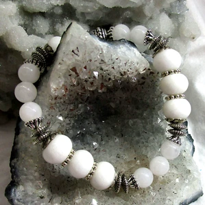 JADE WEISS Edelstein-Armband ca.19 cm HANDARBEIT Angebot - Bild 1 von 1